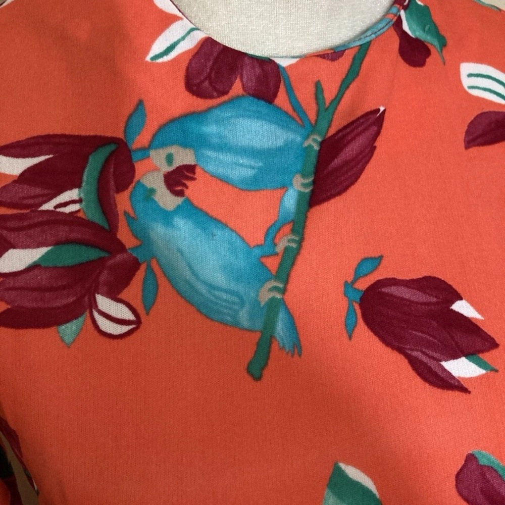3-15 Vintage Prynts By Bleeker Street Orange Dress 12 Parrrots Novelty Birds View 4
